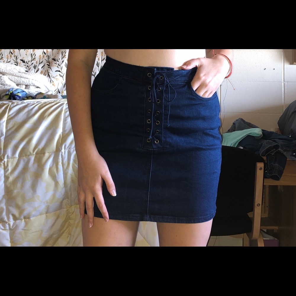 Jean Lace-Up Skirt